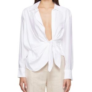 Jacquemus Collared White Shirt Bahia Drape Blouse